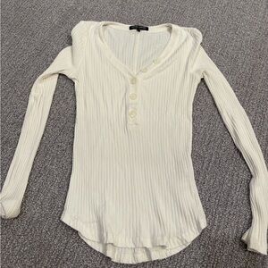 David Lerner White Ribbed Top